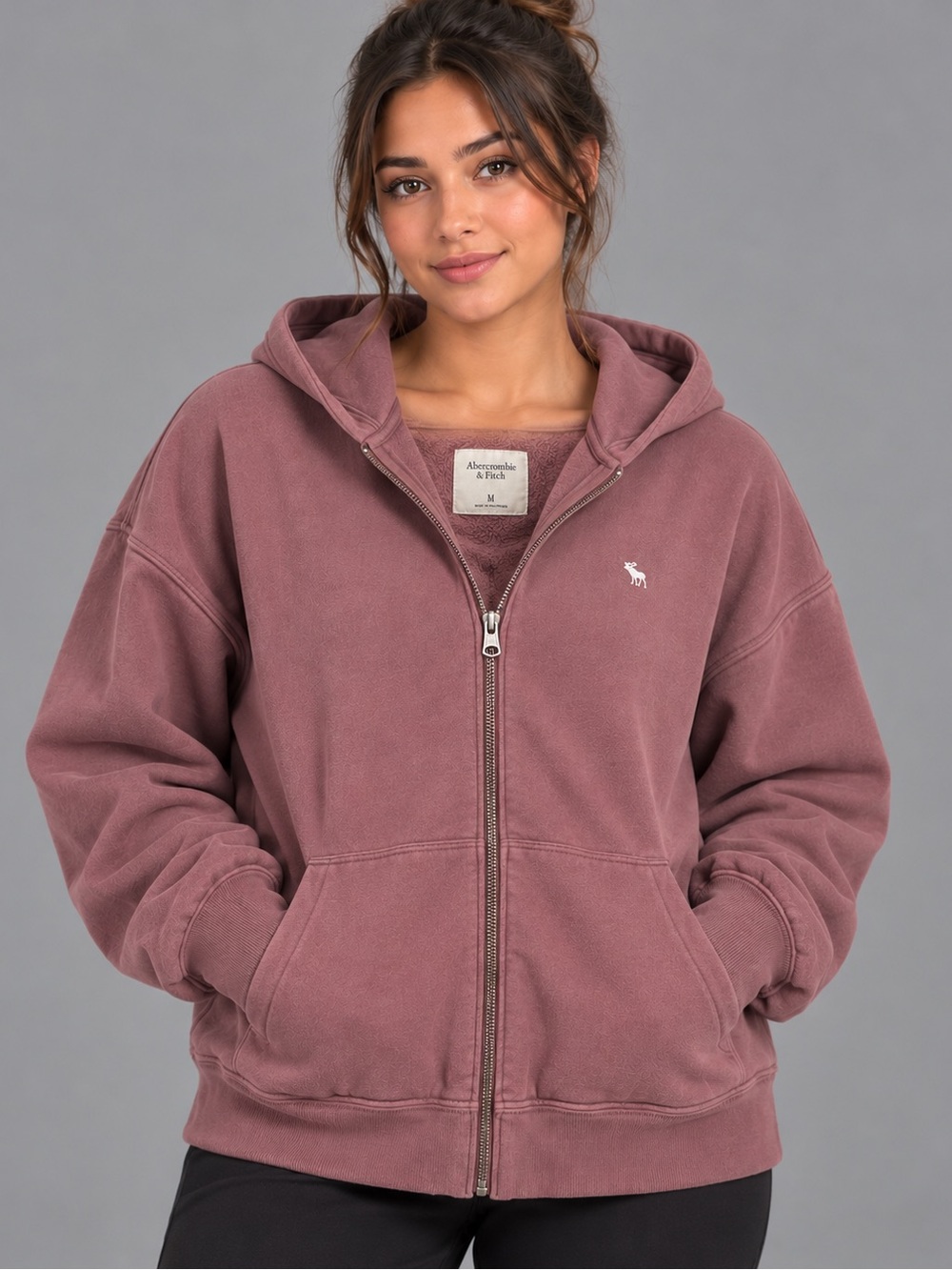 Abercrombie & Fitch Soft A&F Collection Women’s Full Zip Hoodie Size M Pink